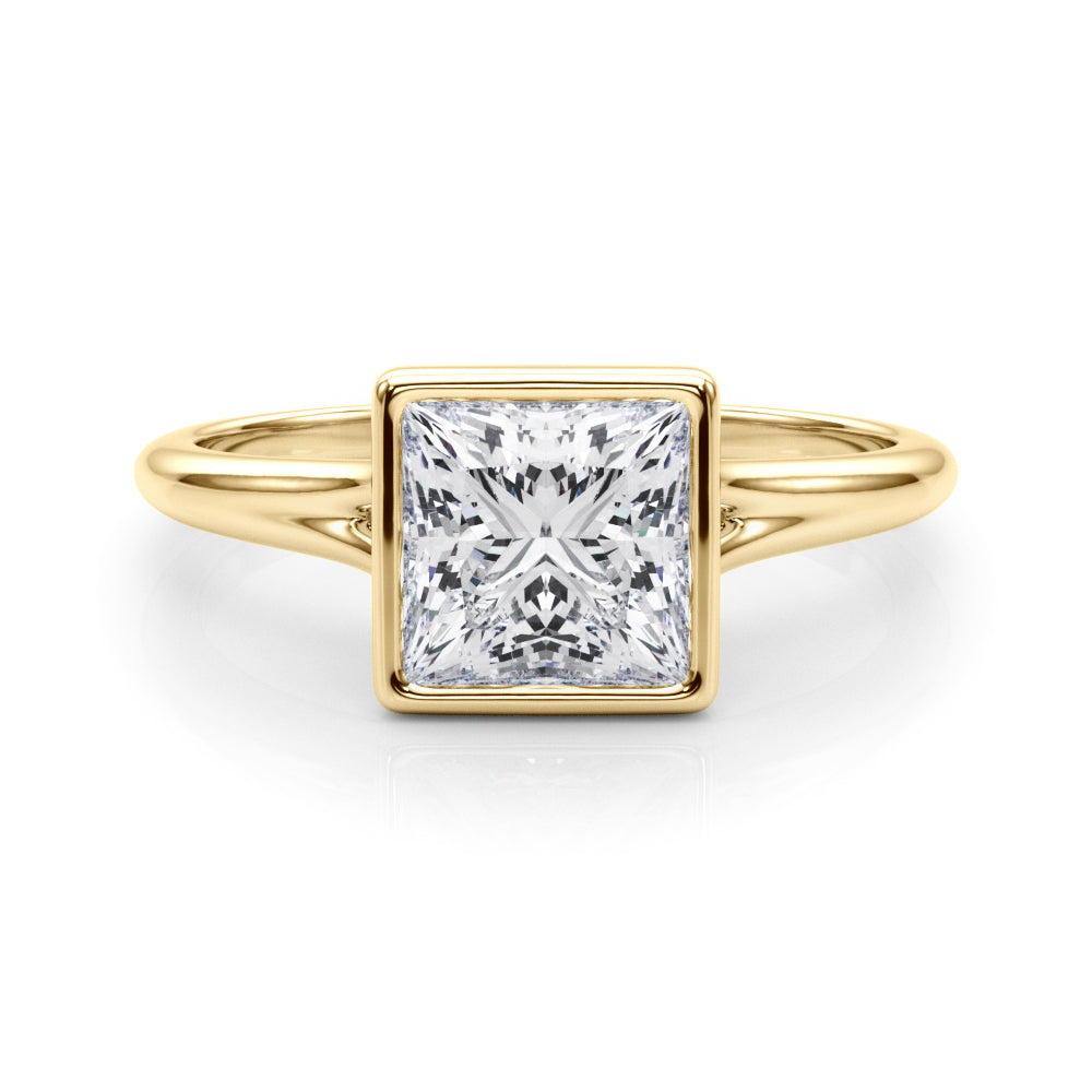 Heirloom Solitaire Pc Bezel Set Princess Diamond Engagement Ring — 9K/18K Gold & Platinum