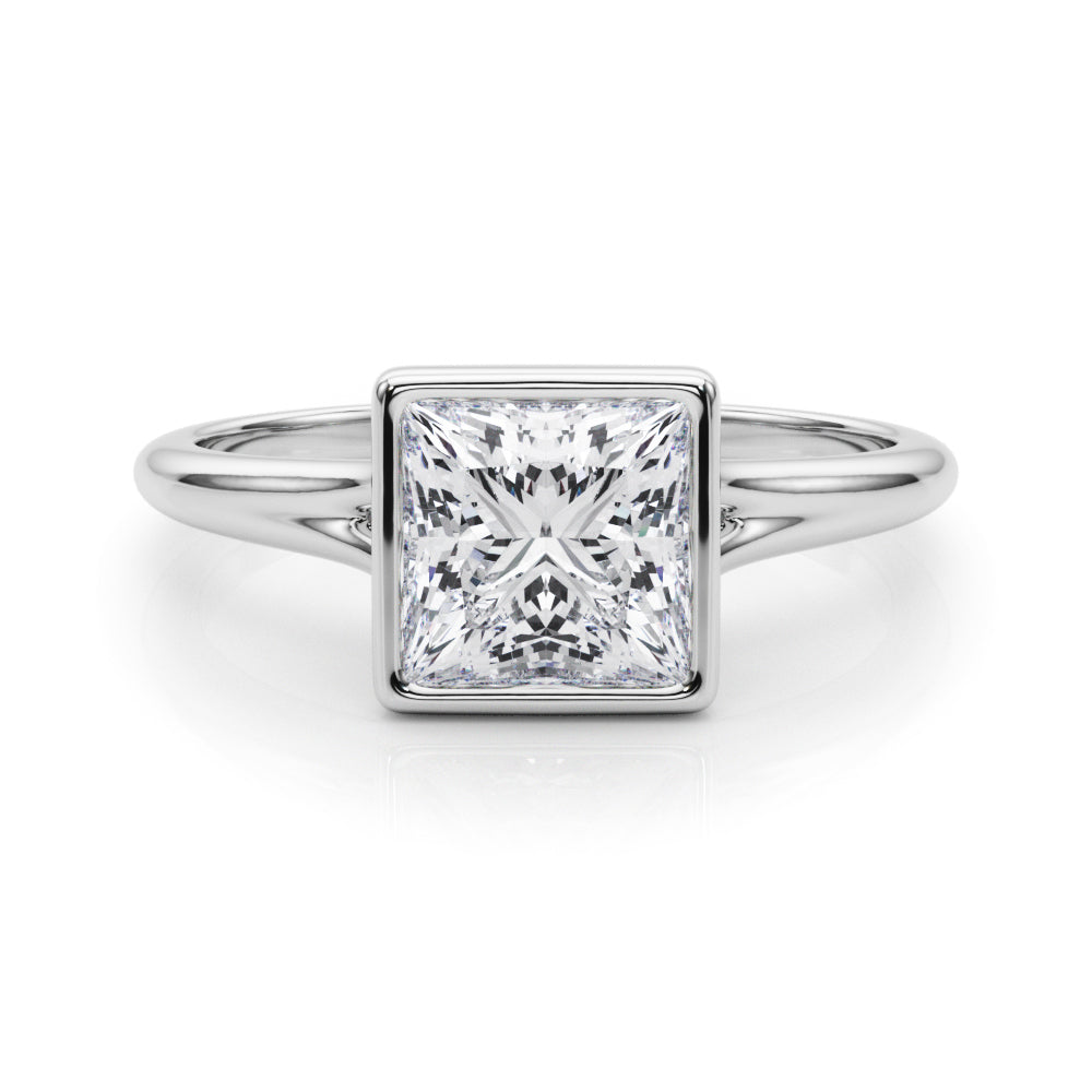 Heirloom Solitaire Pc Bezel Set Princess Diamond Engagement Ring — 9K/18K Gold & Platinum