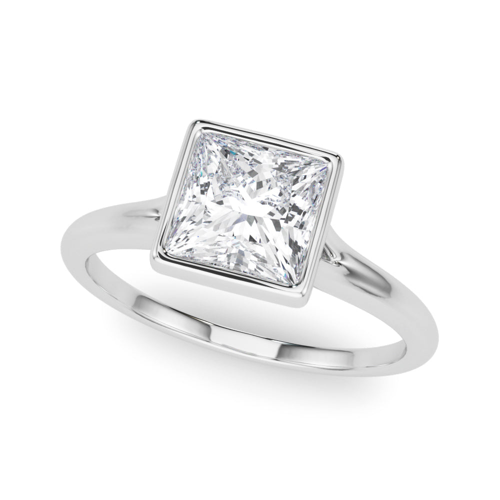 Heirloom Solitaire Pc Bezel Set Princess Diamond Engagement Ring — 9K/18K Gold & Platinum