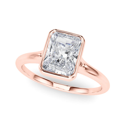 Lab-Grown Radiant Cut Diamond Bezel Set Solitaire Engagement Ring. 