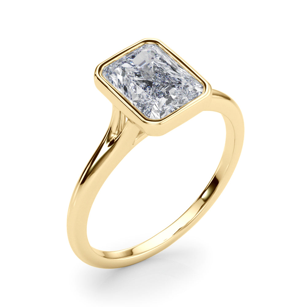 Lab-Grown Radiant Cut Diamond Bezel Set Solitaire Engagement Ring. 