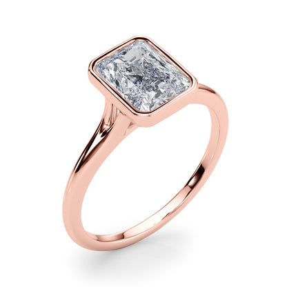 Lab-Grown Radiant Cut Diamond Bezel Set Solitaire Engagement Ring. 