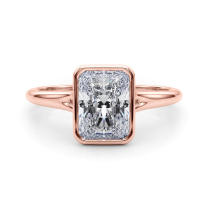 Lab-Grown Radiant Cut Diamond Bezel Set Solitaire Engagement Ring. 