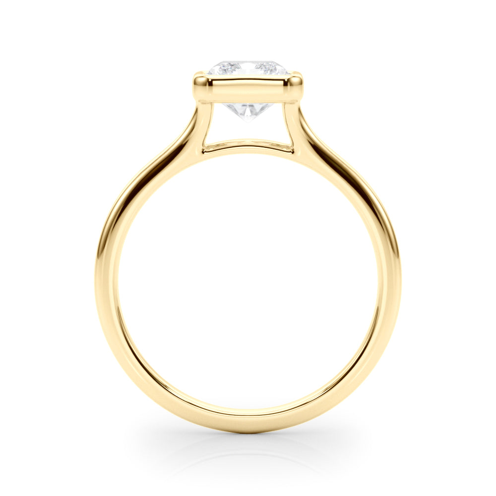 Lab-Grown Radiant Cut Diamond Bezel Set Solitaire Engagement Ring. 