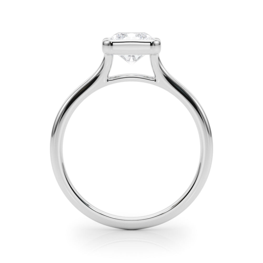 Lab-Grown Radiant Cut Diamond Bezel Set Solitaire Engagement Ring. 