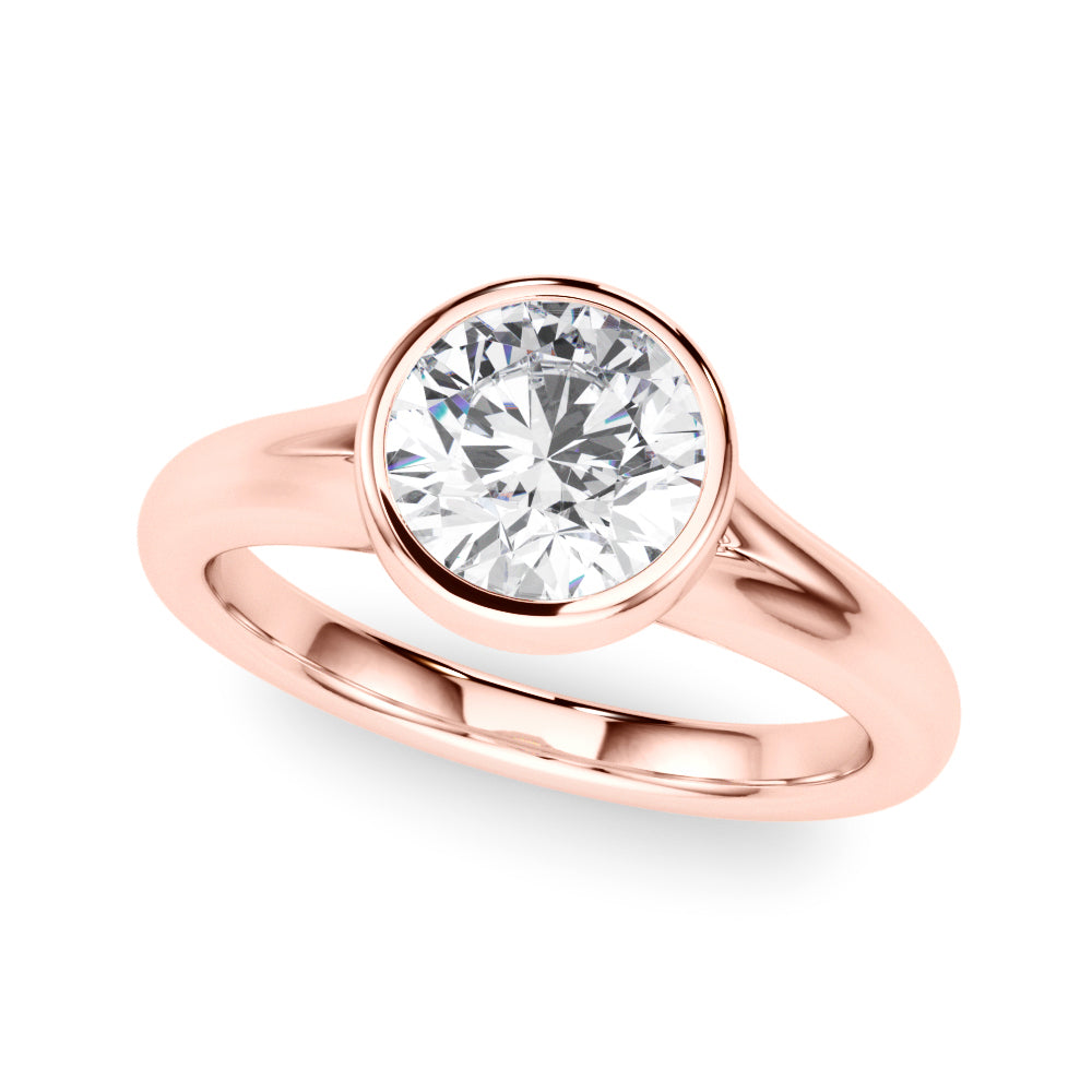 Luxe Solitaire Rd Bezel Set Round Diamond Engagement Ring — 9K/18K Gold & Platinum
