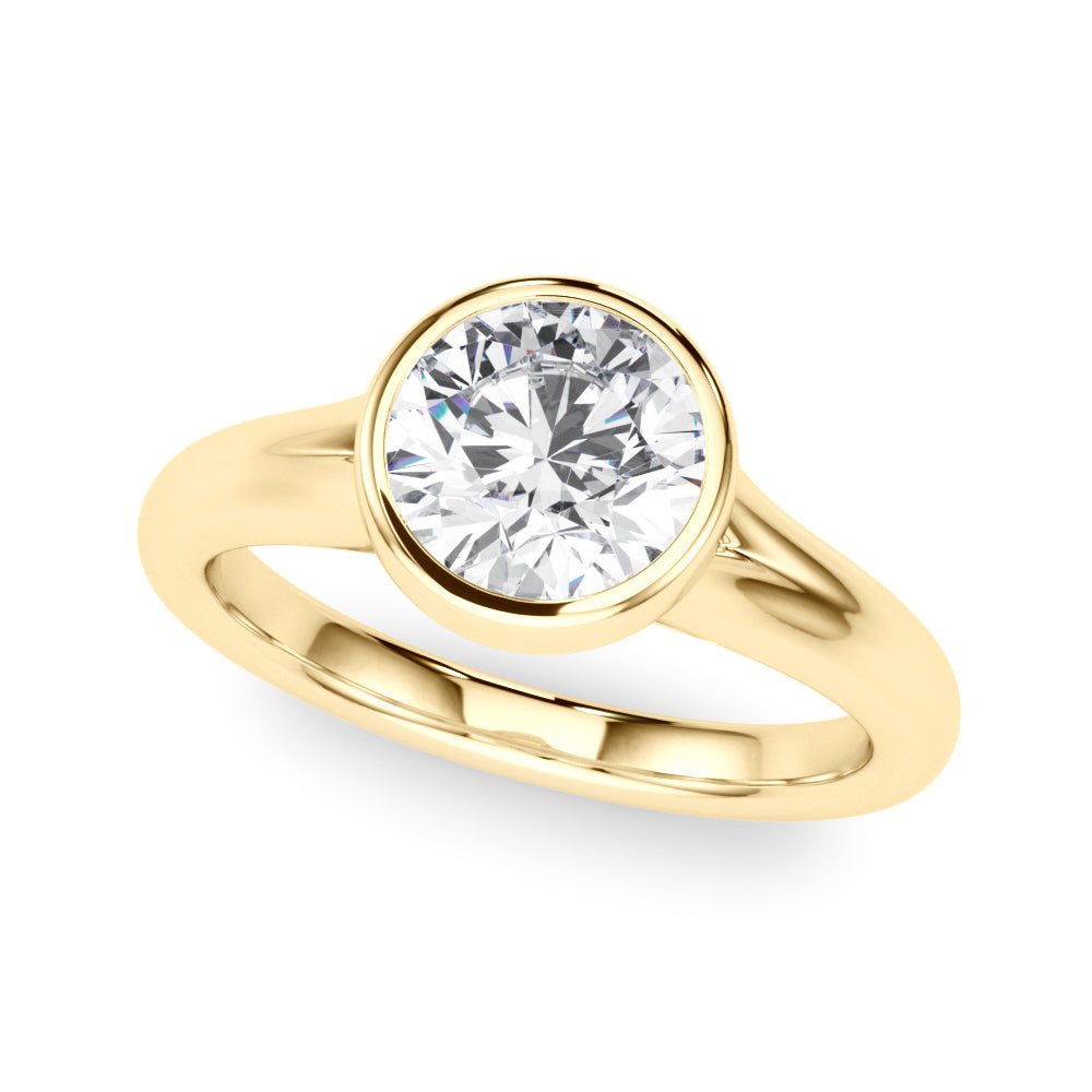 Luxe Solitaire Rd Bezel Set Round Diamond Engagement Ring — 9K/18K Gold & Platinum