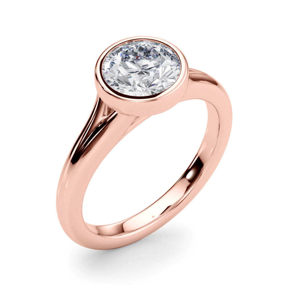 Luxe Solitaire Rd Bezel Set Round Diamond Engagement Ring — 9K/18K Gold & Platinum