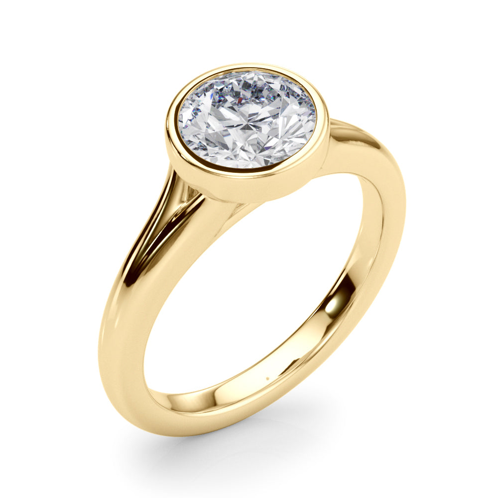Luxe Solitaire Rd Bezel Set Round Diamond Engagement Ring — 9K/18K Gold & Platinum