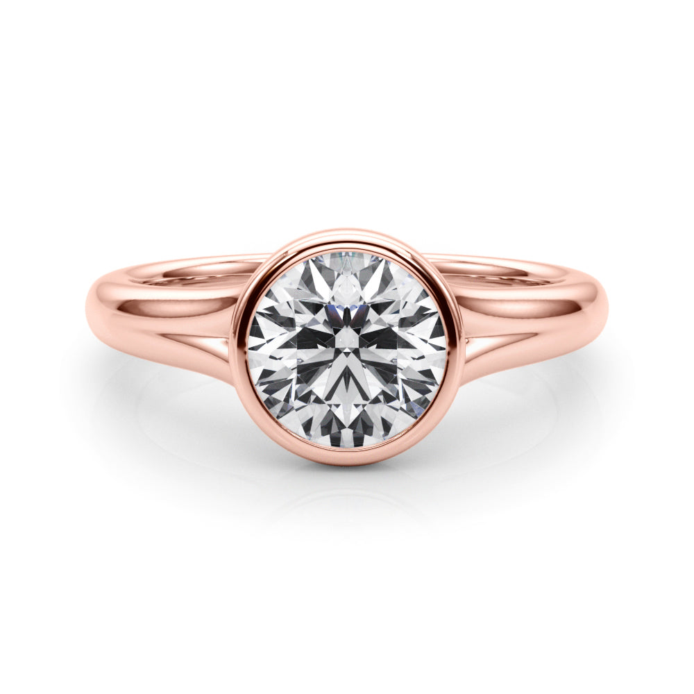 Luxe Solitaire Rd Bezel Set Round Diamond Engagement Ring — 9K/18K Gold & Platinum