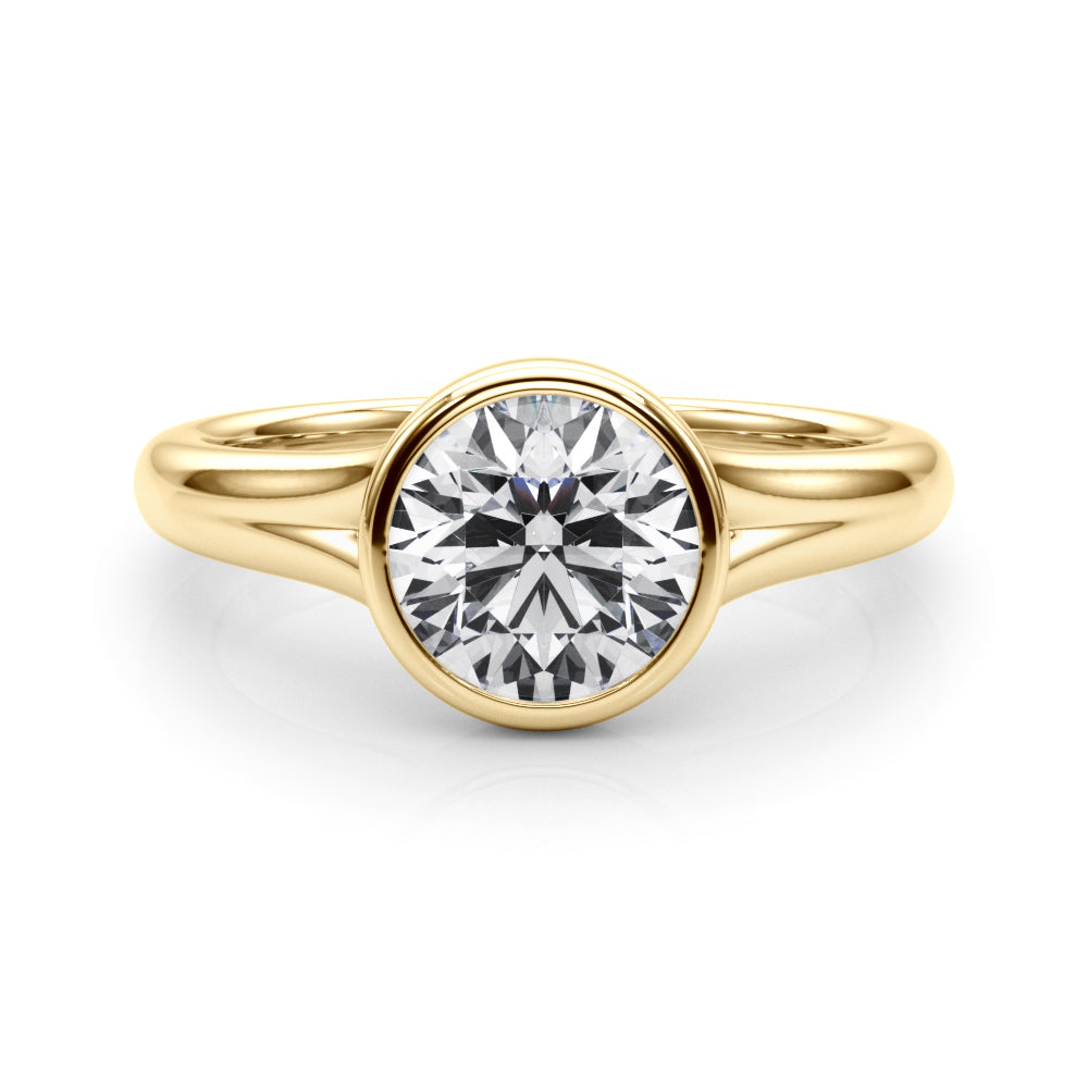 Luxe Solitaire Rd Bezel Set Round Diamond Engagement Ring — 9K/18K Gold & Platinum