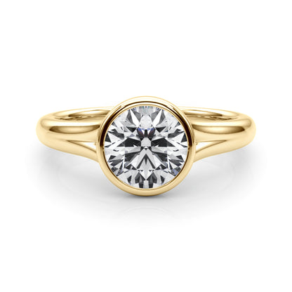 Lab Grown Diamond D-VVS Round Cut Bezel Set Solitaire Wedding Ring Birthday Gift for Her