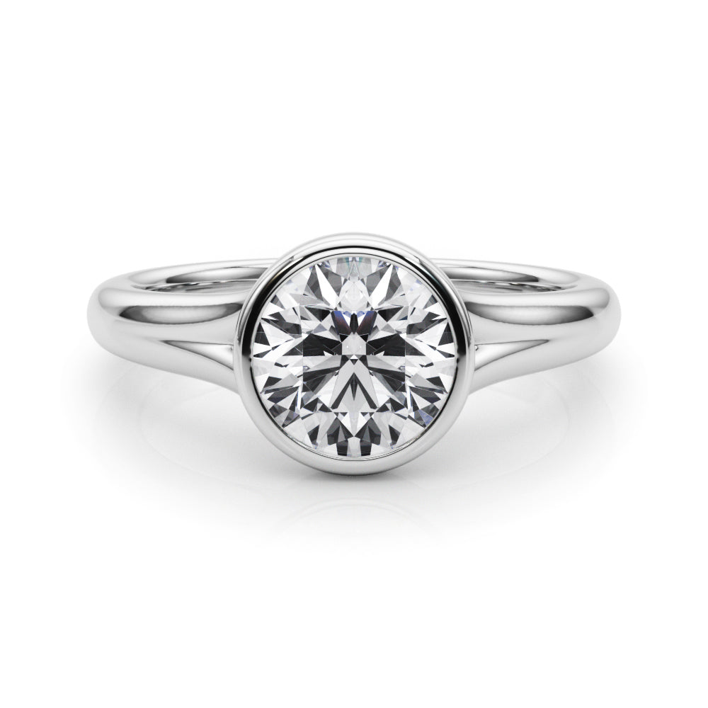 Luxe Solitaire Rd Bezel Set Round Diamond Engagement Ring — 9K/18K Gold & Platinum
