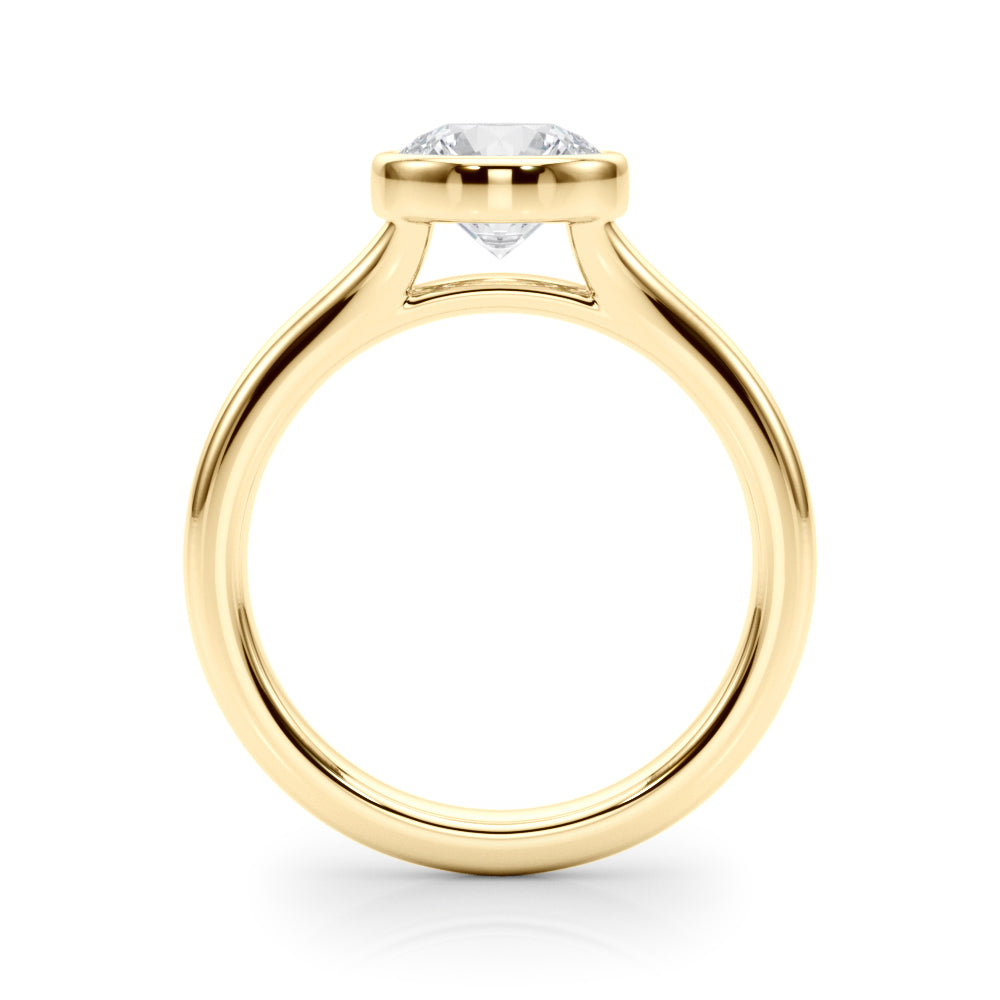 Luxe Solitaire Rd Bezel Set Round Diamond Engagement Ring — 9K/18K Gold & Platinum