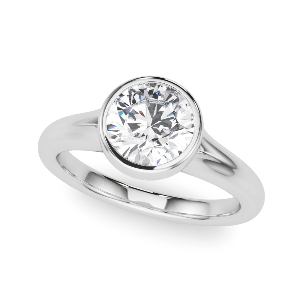 Luxe Solitaire Rd Bezel Set Round Diamond Engagement Ring — 9K/18K Gold & Platinum