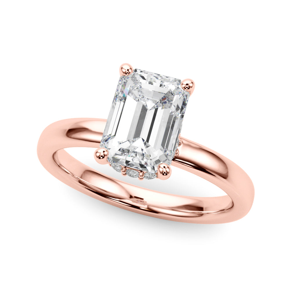 Couture Hidden Halo Ec Center Emerald Diamond Engagement Ring — 9K/18K Gold & Platinum