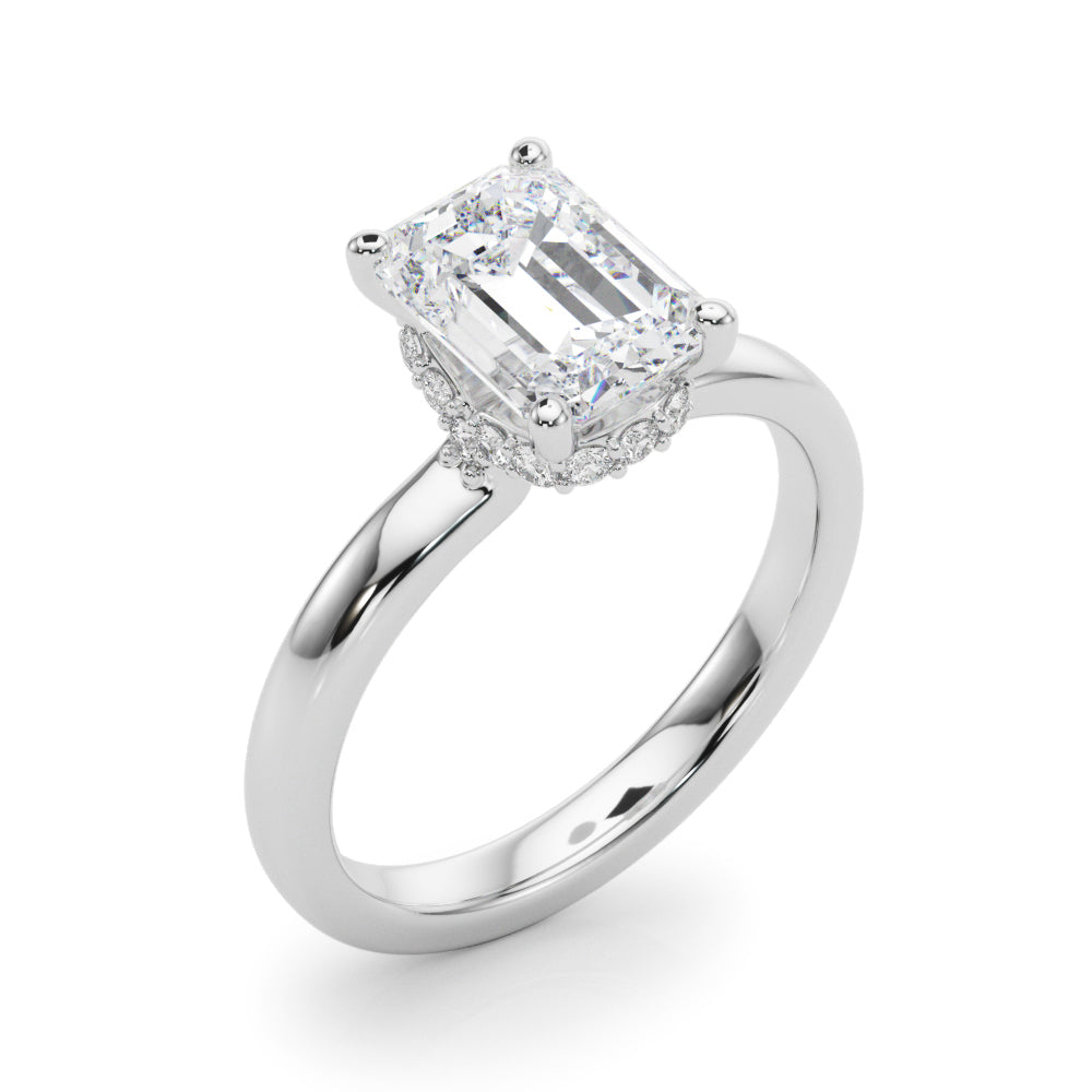 Couture Hidden Halo Ec Center Emerald Diamond Engagement Ring — 9K/18K Gold & Platinum