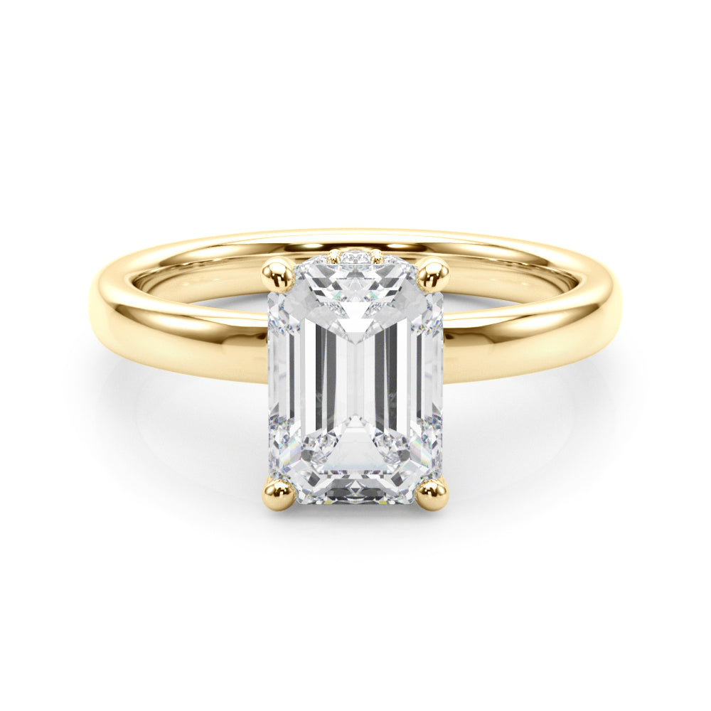 Couture Hidden Halo Ec Center Emerald Diamond Engagement Ring — 9K/18K Gold & Platinum
