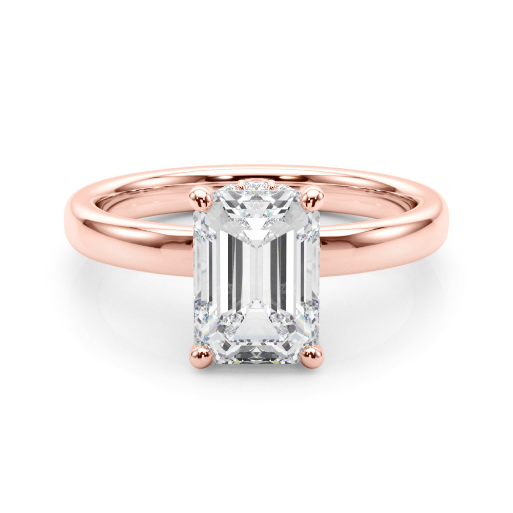 Couture Hidden Halo Ec Center Emerald Diamond Engagement Ring — 9K/18K Gold & Platinum