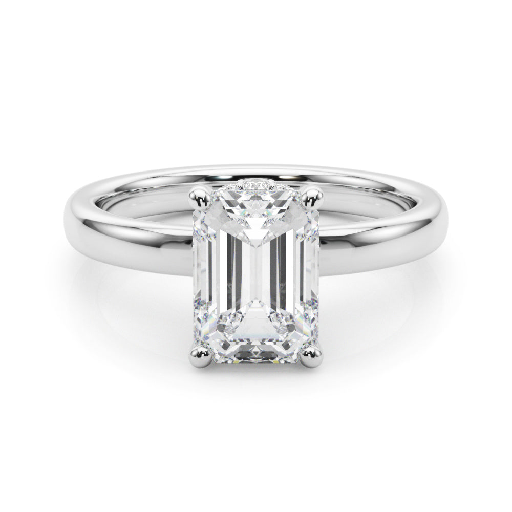 Couture Hidden Halo Ec Center Emerald Diamond Engagement Ring — 9K/18K Gold & Platinum
