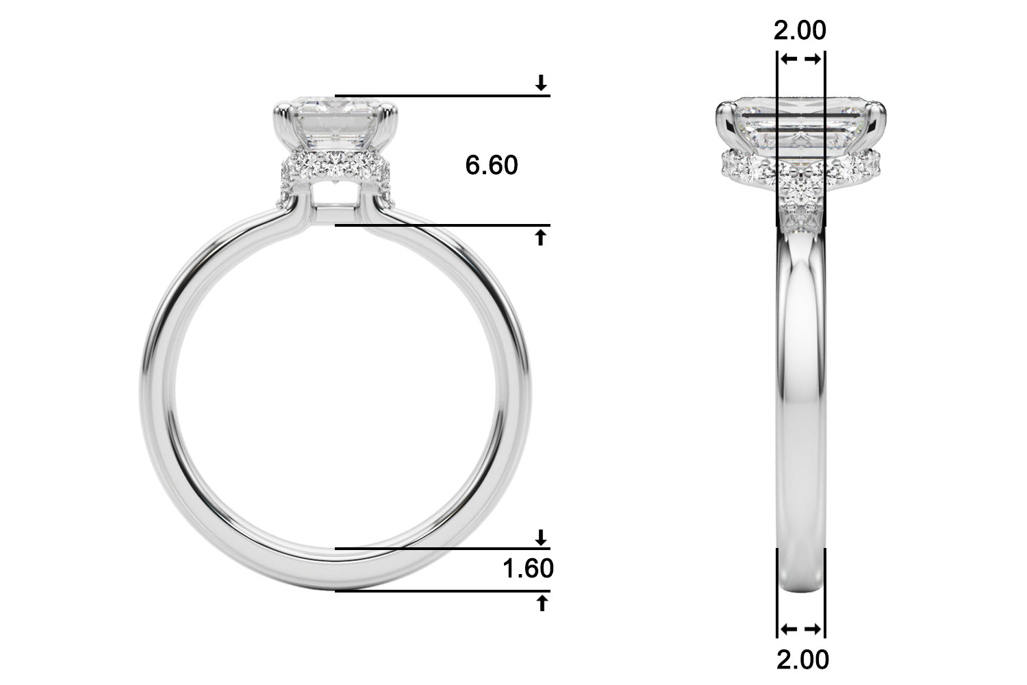 Couture Hidden Halo Ec Center Emerald Diamond Engagement Ring — 9K/18K Gold & Platinum