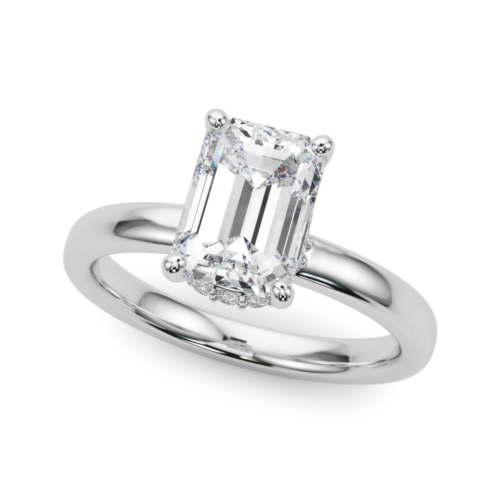 Couture Hidden Halo Ec Center Emerald Diamond Engagement Ring — 9K/18K Gold & Platinum