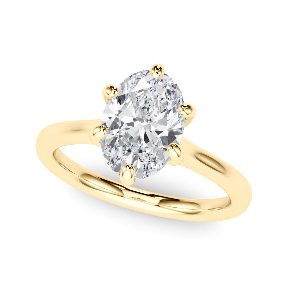 Vintage-Inspired Solitaire Oval Diamond Engagement Ring — 9K/18K Gold & Platinum
