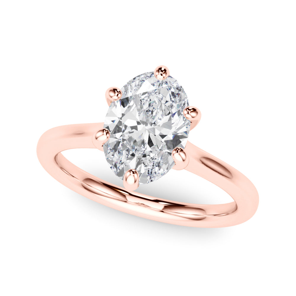 Vintage-Inspired Solitaire Oval Diamond Engagement Ring — 9K/18K Gold & Platinum