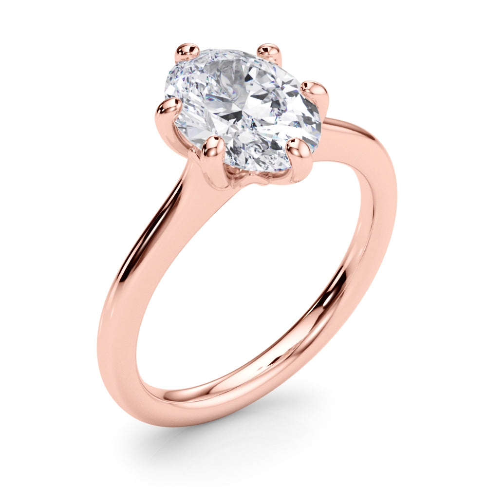 Vintage-Inspired Solitaire Oval Diamond Engagement Ring — 9K/18K Gold & Platinum