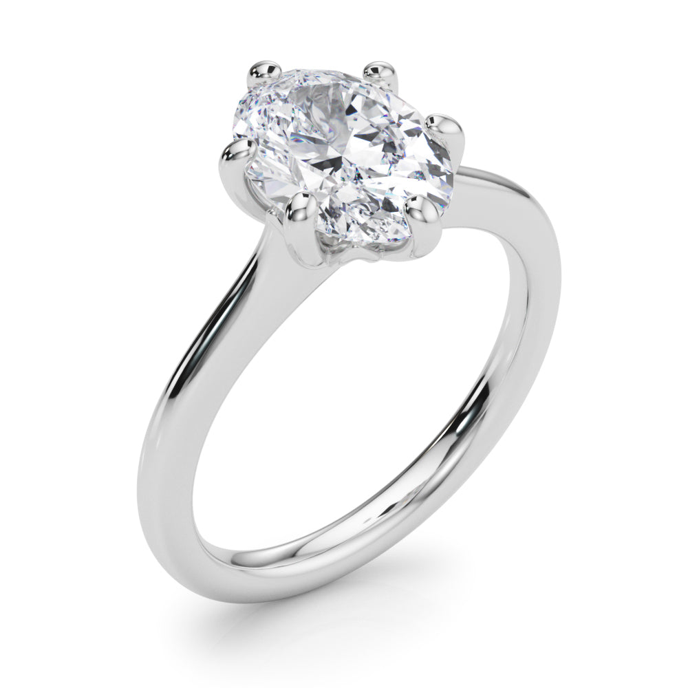 Vintage-Inspired Solitaire Oval Diamond Engagement Ring — 9K/18K Gold & Platinum