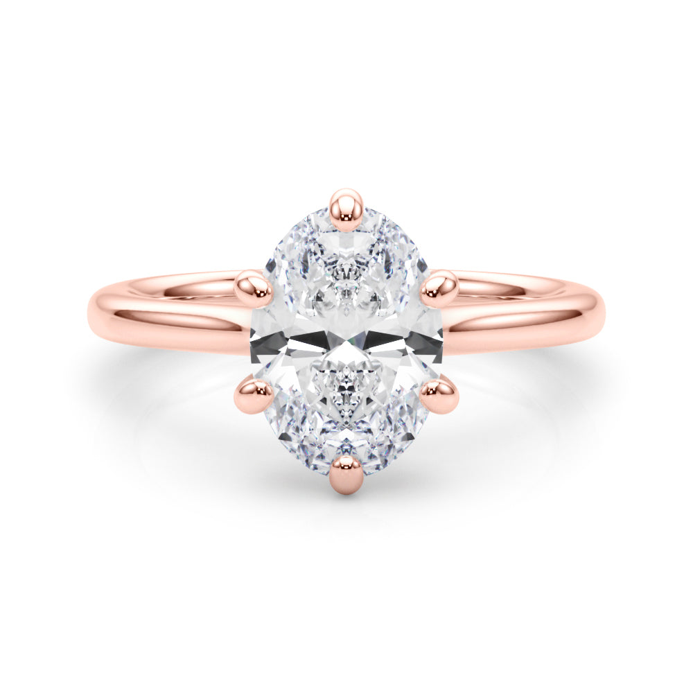 Vintage-Inspired Solitaire Oval Diamond Engagement Ring — 9K/18K Gold & Platinum