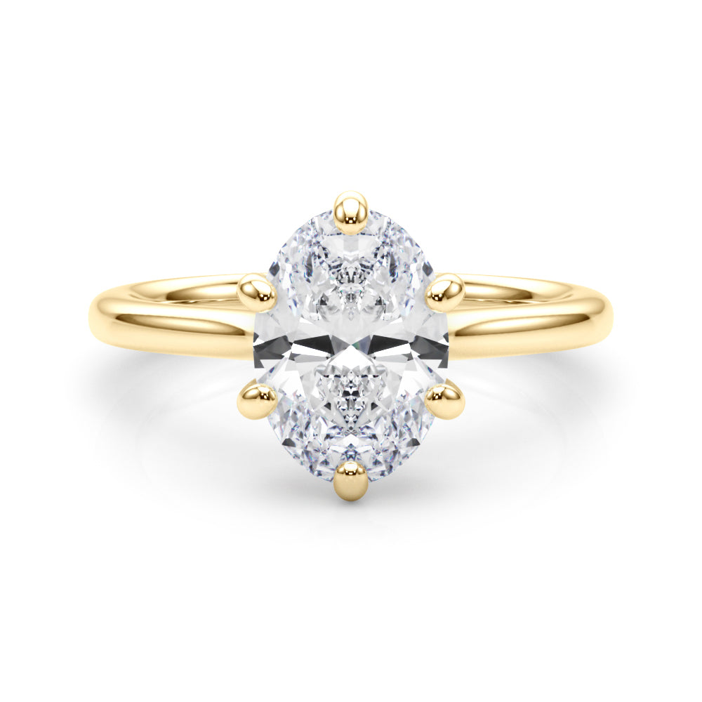 Vintage-Inspired Solitaire Oval Diamond Engagement Ring — 9K/18K Gold & Platinum