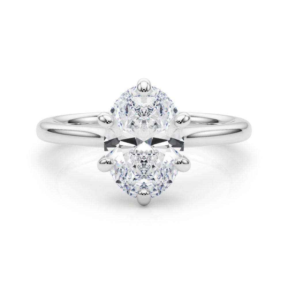 Vintage-Inspired Solitaire Oval Diamond Engagement Ring — 9K/18K Gold & Platinum