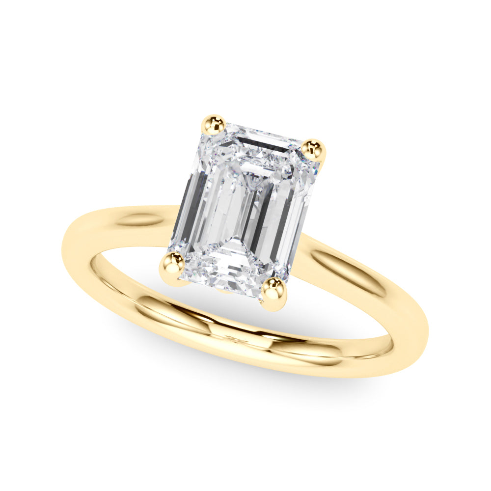 Lab-Grown D-VVS Emerald Cut Diamond Four Prong Solitaire Engagement Ring