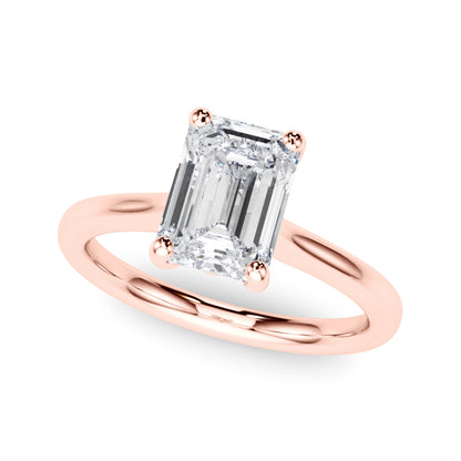 Lab-Grown D-VVS Emerald Cut Diamond Four Prong Solitaire Engagement Ring