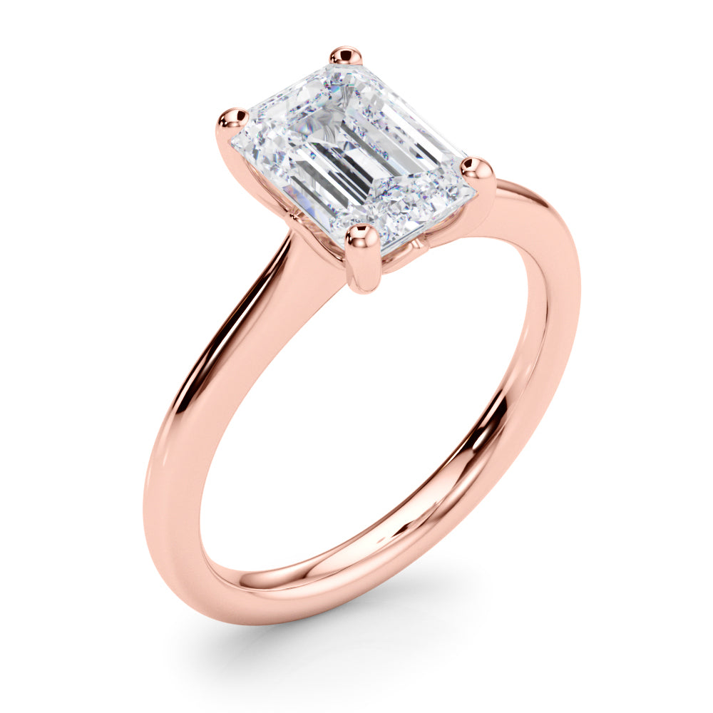 Heirloom Solitaire Cut Emerald Diamond Engagement Ring — 9K/18K Gold & Platinum