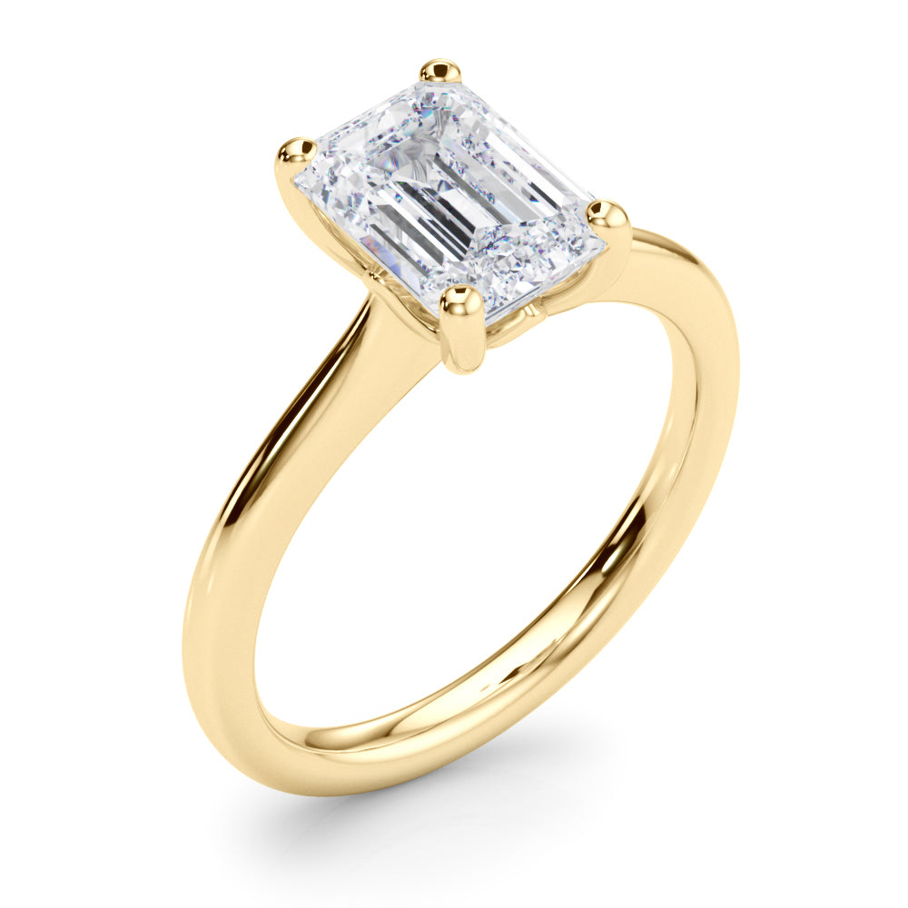 Heirloom Solitaire Cut Emerald Diamond Engagement Ring — 9K/18K Gold & Platinum