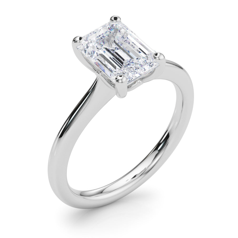 Lab-Grown D-VVS Emerald Cut Diamond Four Prong Solitaire Engagement Ring