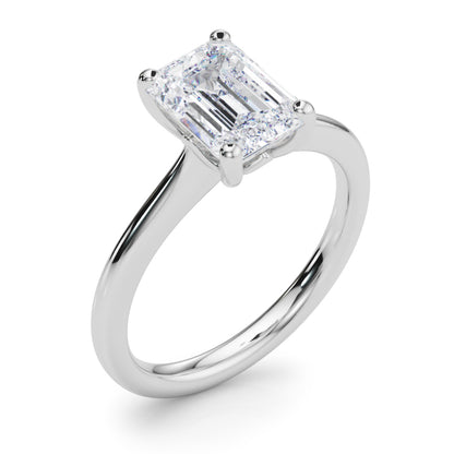 Lab-Grown D-VVS Emerald Cut Diamond Four Prong Solitaire Engagement Ring