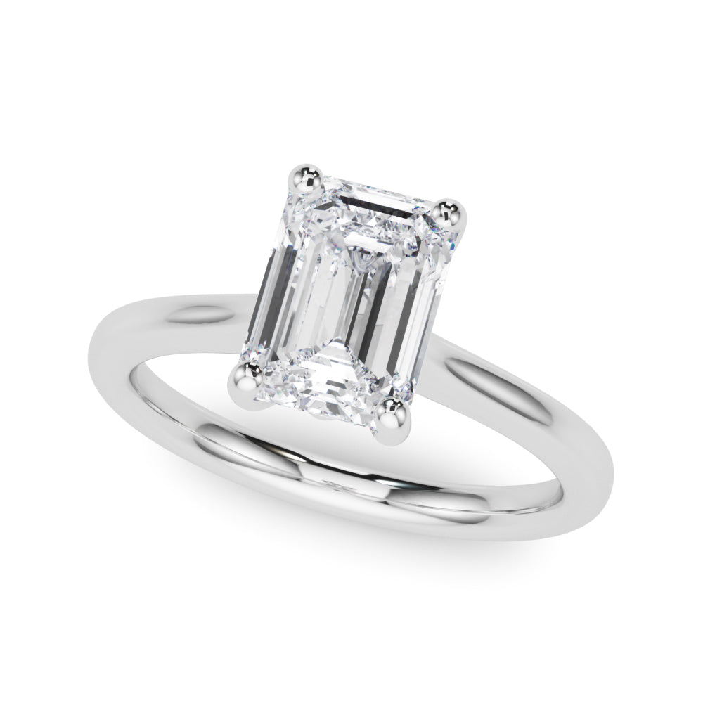 Lab-Grown D-VVS Emerald Cut Diamond Four Prong Solitaire Engagement Ring