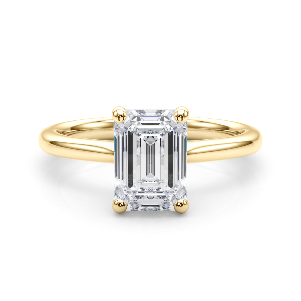 Lab-Grown D-VVS Emerald Cut Diamond Four Prong Solitaire Engagement Ring