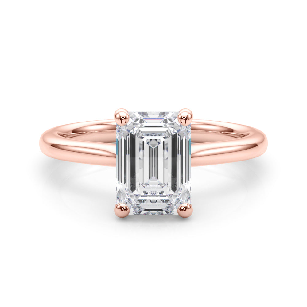 Lab-Grown D-VVS Emerald Cut Diamond Four Prong Solitaire Engagement Ring