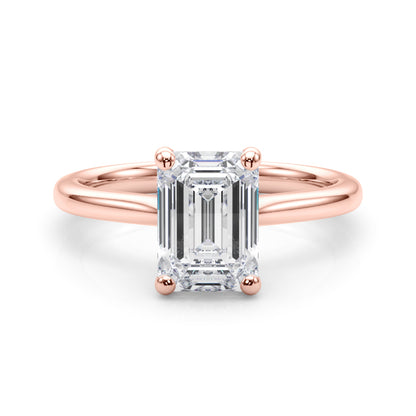 Lab-Grown D-VVS Emerald Cut Diamond Four Prong Solitaire Engagement Ring