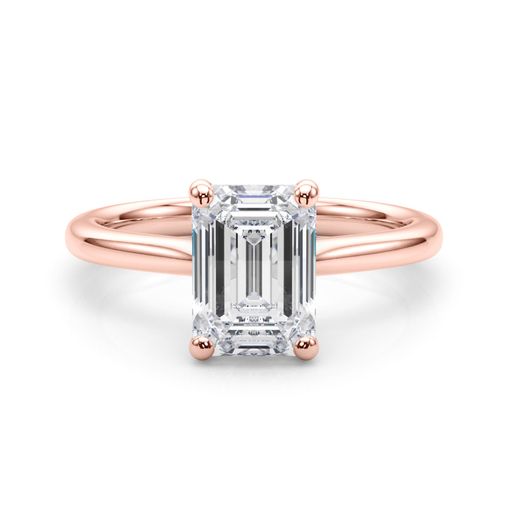 Heirloom Solitaire Cut Emerald Diamond Engagement Ring — 9K/18K Gold & Platinum