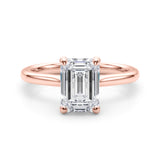 Lab-Grown D-VVS Emerald Cut Diamond Four Prong Solitaire Engagement Ring