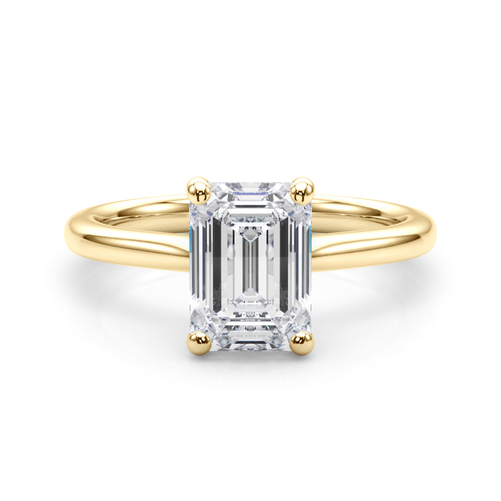 Heirloom Solitaire Cut Emerald Diamond Engagement Ring — 9K/18K Gold & Platinum