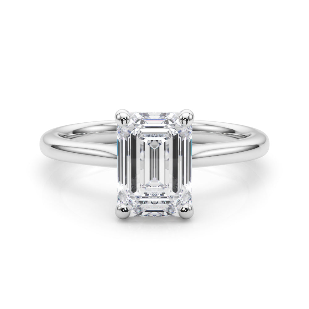 Lab-Grown D-VVS Emerald Cut Diamond Four Prong Solitaire Engagement Ring