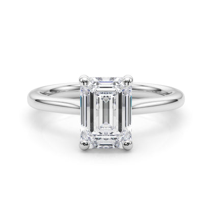 Lab-Grown D-VVS Emerald Cut Diamond Four Prong Solitaire Engagement Ring