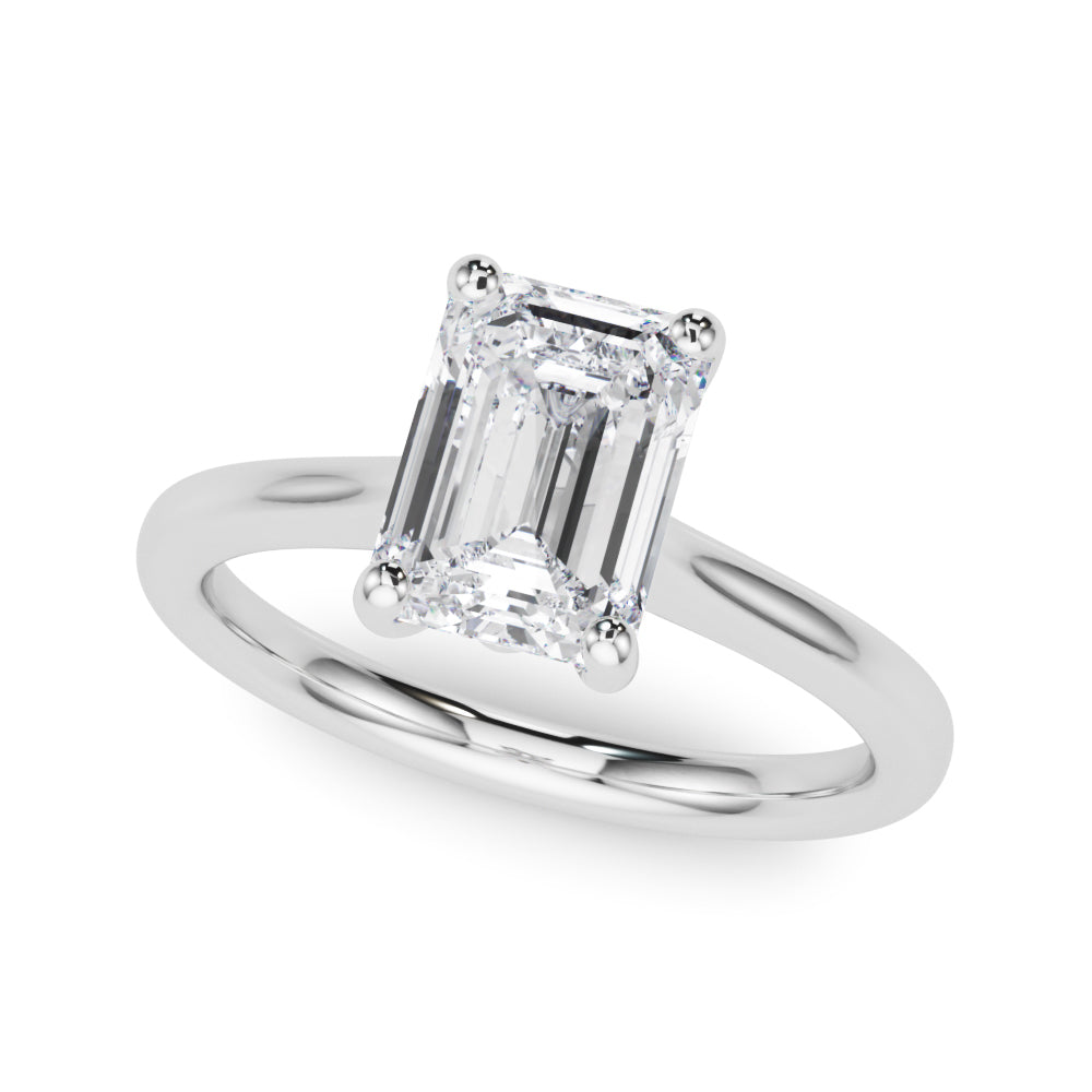 Heirloom Solitaire Cut Emerald Diamond Engagement Ring — 9K/18K Gold & Platinum