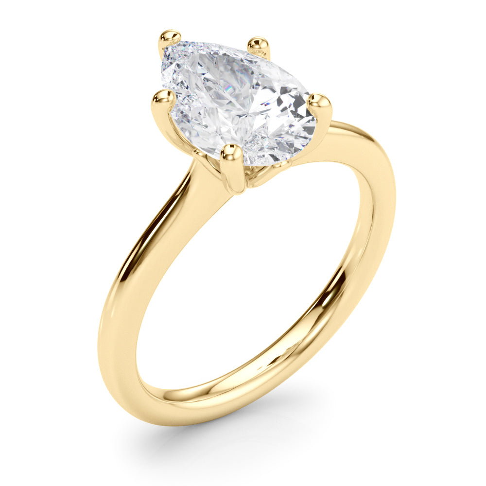 Luxe Solitaire Shape Pear Diamond Engagement Ring — 9K/18K Gold & Platinum